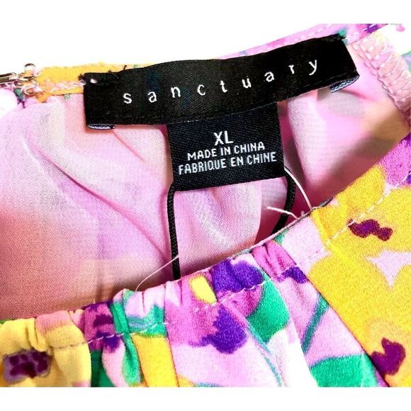 SANCTUARY - 🎉HPx2🎉 NWT - L XL Chiffon Floral Blouson Sleeve Cut-Out Mini Dress - Picture 5 of 16